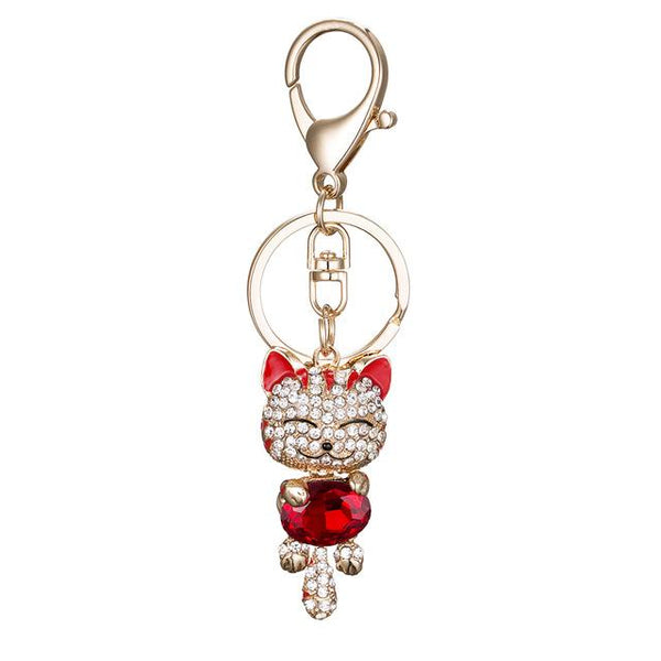 Rhinestone Cat Keychain