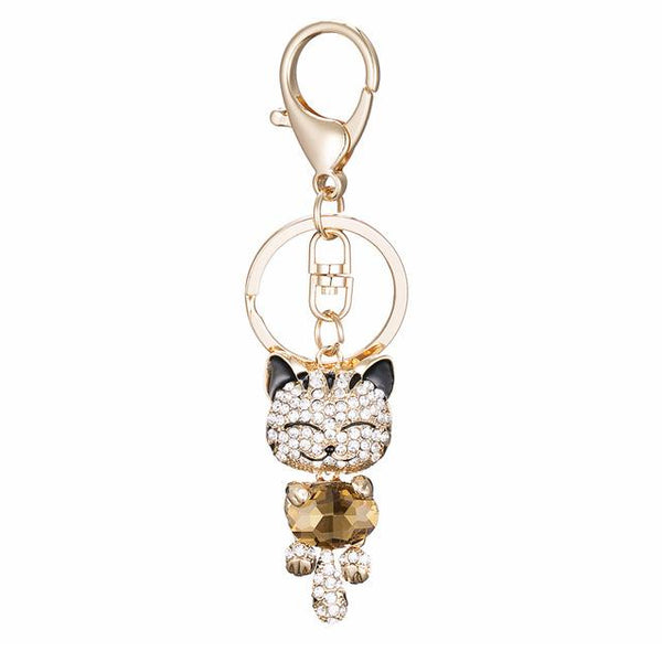 Rhinestone Cat Keychain
