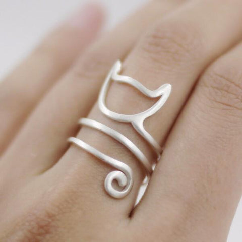 Cat Shaped Wrap Around Ring
