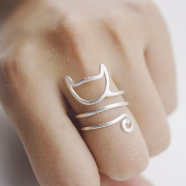 Cat Shaped Wrap Around Ring