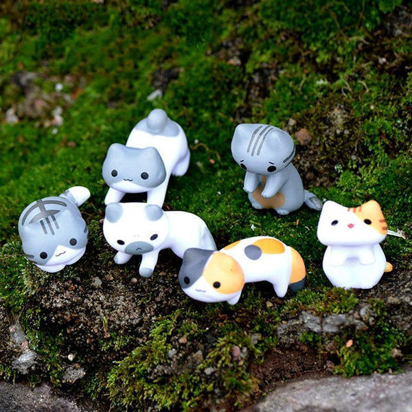 Miniature Fairy Garden Decorative Cats 6 Pieces