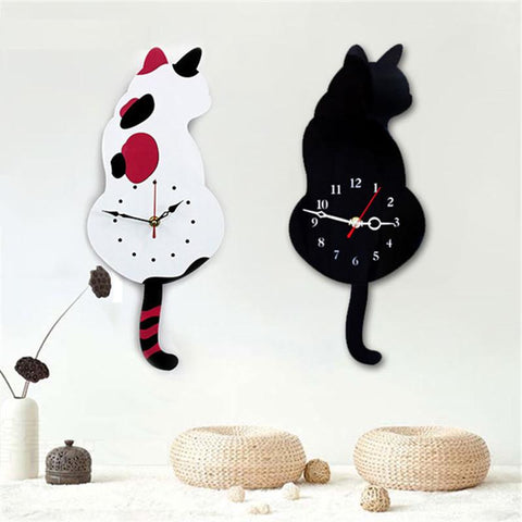Cat Tail Wagging Hanging Wall Clock