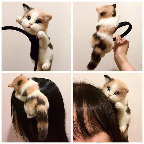 Kawaii Cat Hanging On Head Hairband